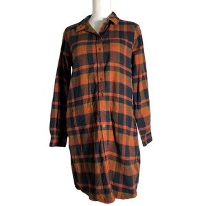 Goodthreads plaid flannel tunic button down shirt. Sz Small